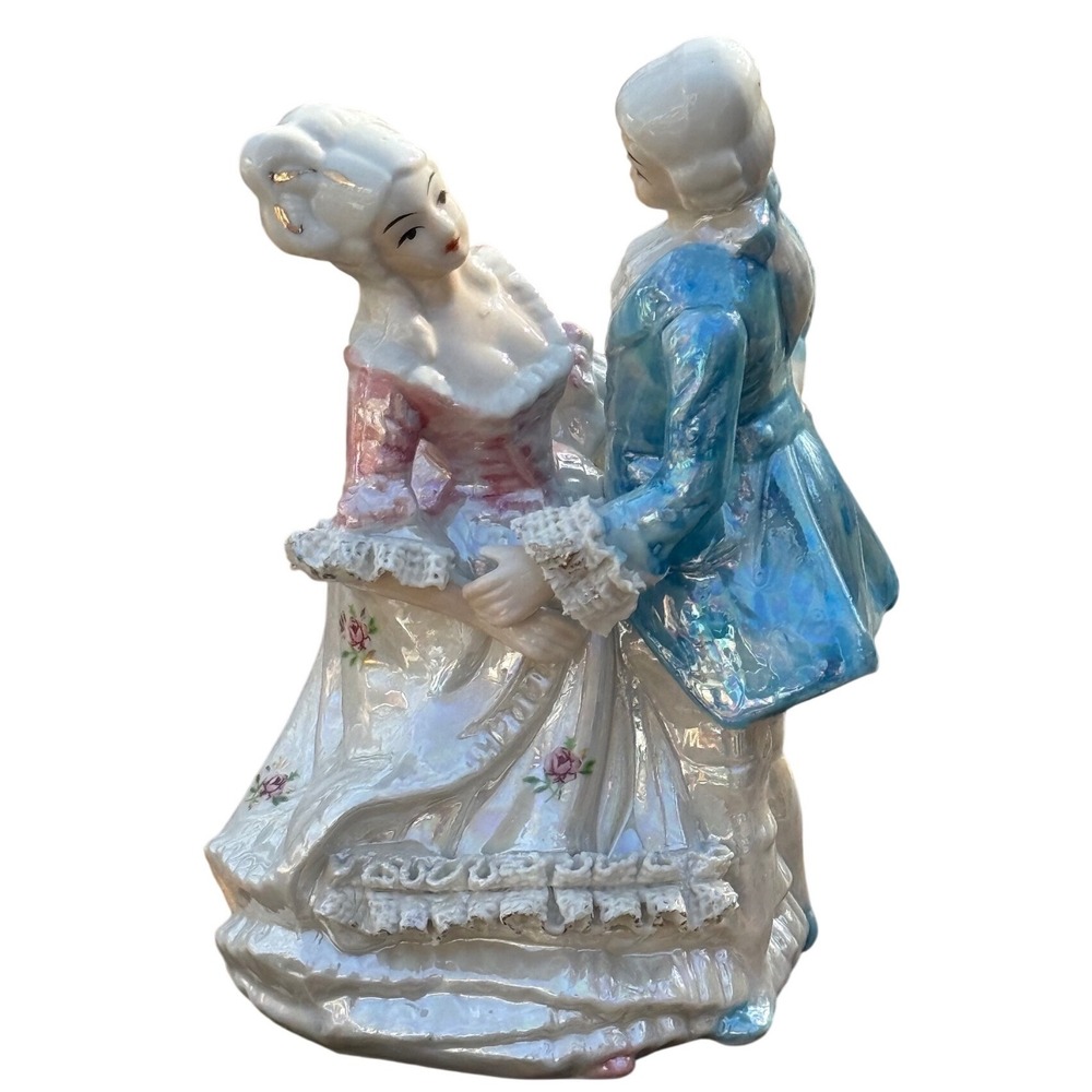 Vintage 1992 Thomco Porcelain Courting Couple Figurine Iridescent Luster 5938